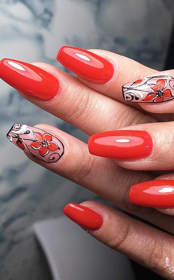 38 Red Nails Design Ideas. Different Coffin, Acrylic and Polish Methods ...